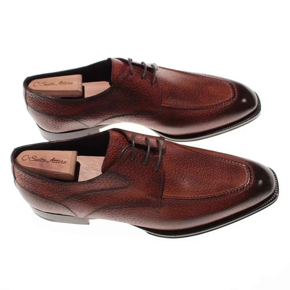 Di Bianco NWB Derby Dress Shoes Size 42.5 (US 9.5) in Brown Peccary Leather
